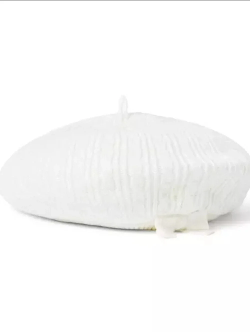 White Knit Beret Hat - Brand Unknown